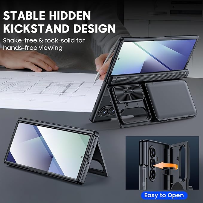 for Samsung Galaxy Z Fold 7 Case Wallet RFID [Cards Holder][Camera Cover][Kickstand] Full Body Shockproof Silicone Protective Phone Case for Galaxy Z Fold 7 Case(Black)