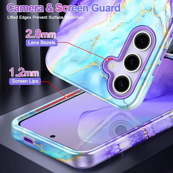 Casetego for Galaxy S25 FE Case,Compatible with MagSafe,[Military Grade Drop Test] Full Body Protection Slim Shockproof Rugged Marble Women Case for Samsung Galaxy S25 FE 6.7 inch,Cobalt Violet