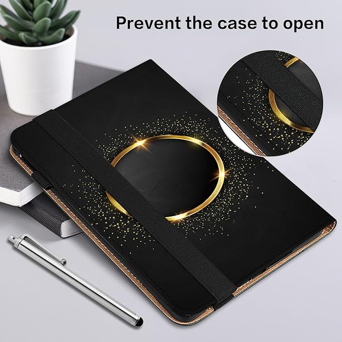 Case for Lenovo Tab M11 2024 11 inch,PU Leather Stand Flip Cover with Card Solts Elastic Band for Lenovo Tab M11 Tablet - Gold Hoop