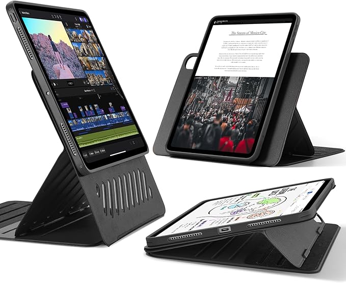 ESR for iPad Pro 13 Inch Case M4(2024), iPad Pro 13 Rotating Case with Removable Magnetic Cover, Adjustable Portrait/Landscape Stand with Raised Screen View, 9 Standing Angles, Shift Series, Black