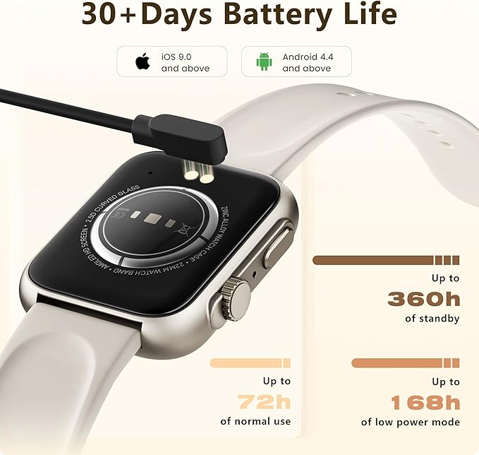 Smart Watch for Men Women, Bluetooth Call, 120+Sports Modes Fitness Tracker, Sleep Tracking, Step & Calorie Counter, IP68 Water Resistant Smartwatchs for Android iPhone, lightweight Casual Beige