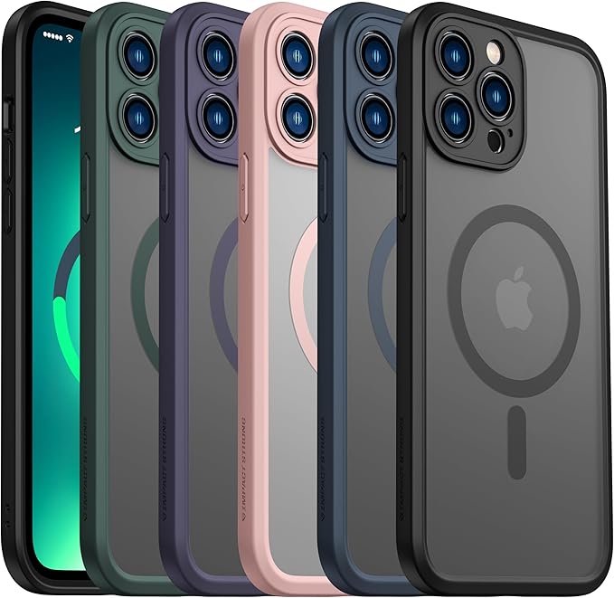ImpactStrong Magnetic Guard Designed for iPhone 13 Pro Max Case [Camera Protection] [Military Grade Drop Tested] [Compatible with MagSafe] Slim Translucent Matte Phone Case (6.7") - Deep Purple