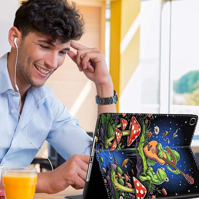 Case for Samsung Galaxy Tab A9 Plus 11 inch 2023，Slim Fit Foldable Standing Cover Case with Auto Sleep/Wake for Galaxy Tab A9+ 11’2023 (SM-X210/X216/X218)，Frog Playing Banjo