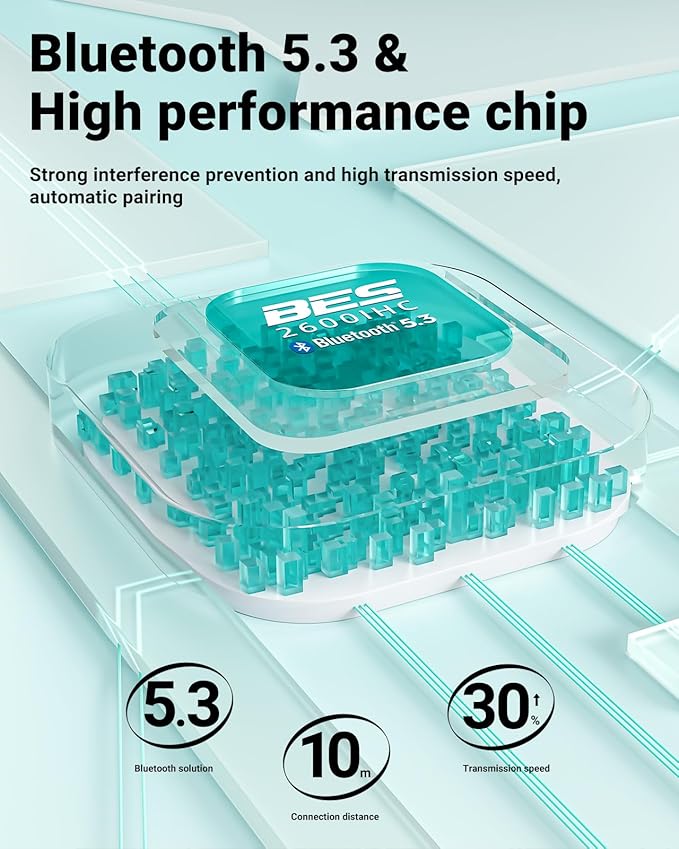 ACEFAST T9 Bluetooth Earphones True Wireless Earbuds 5.3 Headphones with ENC Noise Canceling Earbuds 30h Playback LED Power Display Built in Mic Headphones with IPX4 Waterproof for Sports White