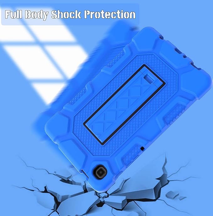 Rantice Samsung Galaxy Tab A7 Lite Case 2021, Hybrid Case with Kickstand, Shock Absorbing Bumps, Anti-Slip Grid Pattern, Blue+Black