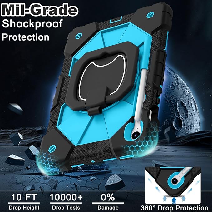 WESOROL Case for Samsung Galaxy Tab S10 Lite/S10 FE/S9 FE 10.9 Inch Galaxy Tab S9 11 Inch,Shockproof Cover for Samsung S9 FE Tablet Case with Screen Protector Rotate Stand Pen Holder,Black Blue