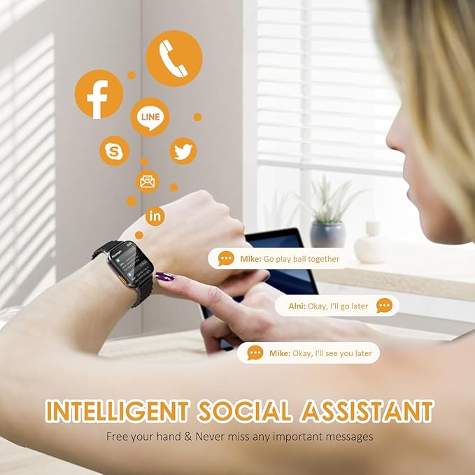 Smart Watch with Earbuds, 1.96“ Smartwatch for Android/iOS, Watches for Men Women IP67 Waterproof Fitness Tracker with Heart Rate Blood Oxygen Sleep Monitor, Sports Calls Message (Black)