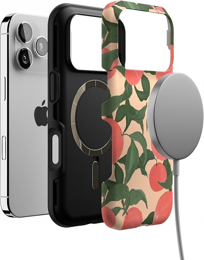 Casely iPhone 17 Pro Case | Feeling Peachy | Blush Vines | Bold Protective Design | Compatible with MagSafe