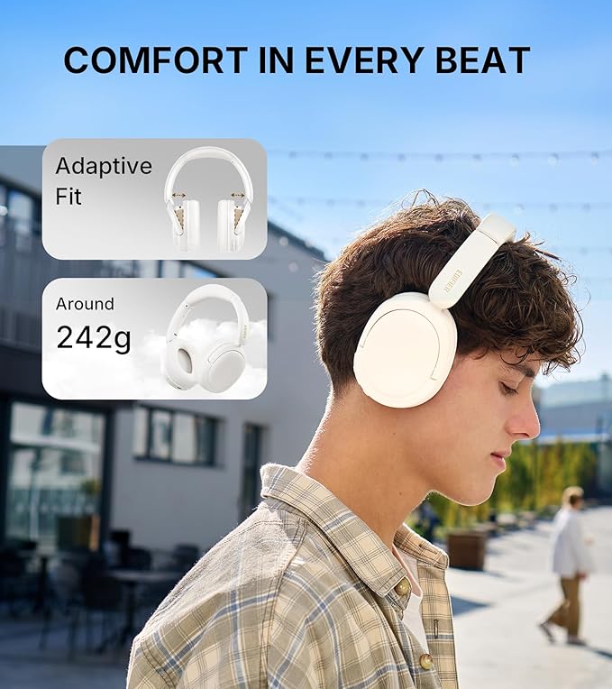 Edifier W800BT SE Wireless Over-Ear Bluetooth 5.4 Headphones - AI Call Noise Cancellation - 45H Playtime - Fast Charging - Dual Device- Game Mode - Foldable - White