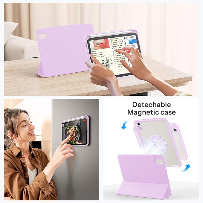SPARIN Case for iPad mini 7 A17 Pro 2024/iPad Mini 6 2021 8.3 Inch, Detachable Magnetic Cover, Portrait/Landscape Stand with Pencil Holder, Support Auto Wake/Sleep (Purple)