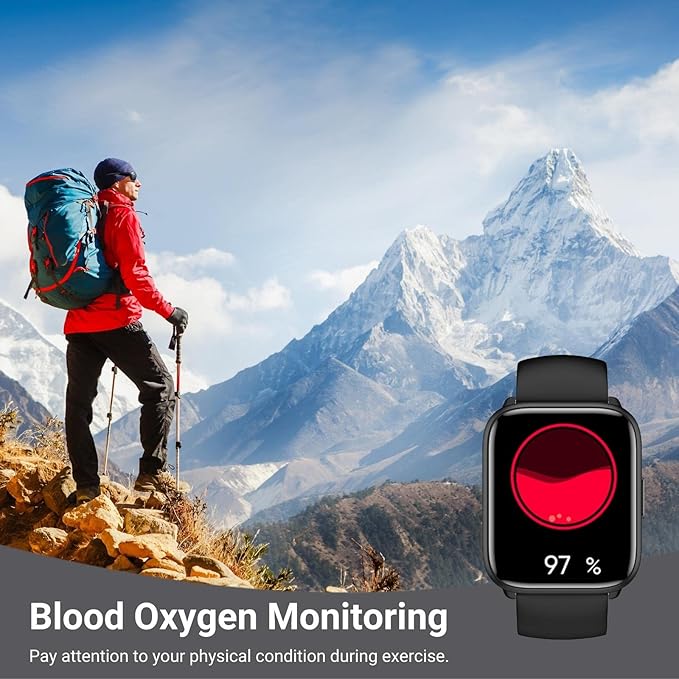 Smart Watch for Men Women, 1.8" Full Touch Screen Fitness Tracker with Heart Rate SpO2 Sleep Monitor, 100+ Sports 5ATM Waterproof Swim Smartwatch for Android iOS Phones (Black, 1.8")