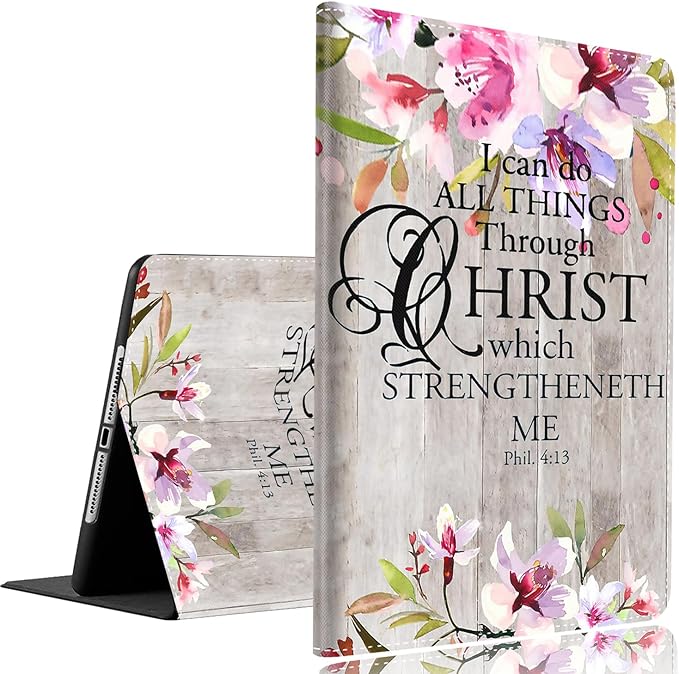 Case for Samsung Galaxy Tab A9 Plus 11 inch 2023，Slim Fit Foldable Standing Cover Case with Auto Sleep/Wake for Galaxy Tab A9+ 11’2023 (SM-X210/X216/X218)，Philippians 4-13 Watercolor Flowers