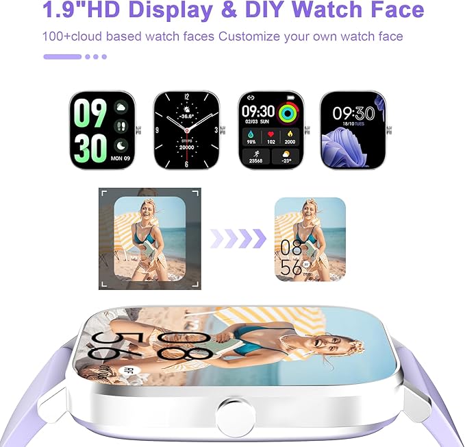 Smart Watch for Men Women Compatible with iPhone Samsung Android Phone 1.69“ Full Touch Screen Watch IP68 Waterproof Bluetooh Fitness Tracker Smart Watch with Heart Rate/Sleep Monitor