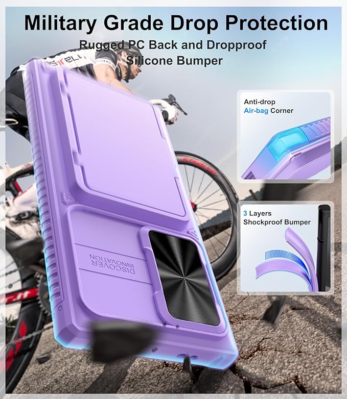 for Samsung Galaxy S23 Ultra Wallet Case with Card Holder & Kickstand & Slide Lens Cover, Rugged Anti-Drop Protective Phone Case Cover Compatible with Samsung Galaxy S23 Ultra 5g 2023, Purple