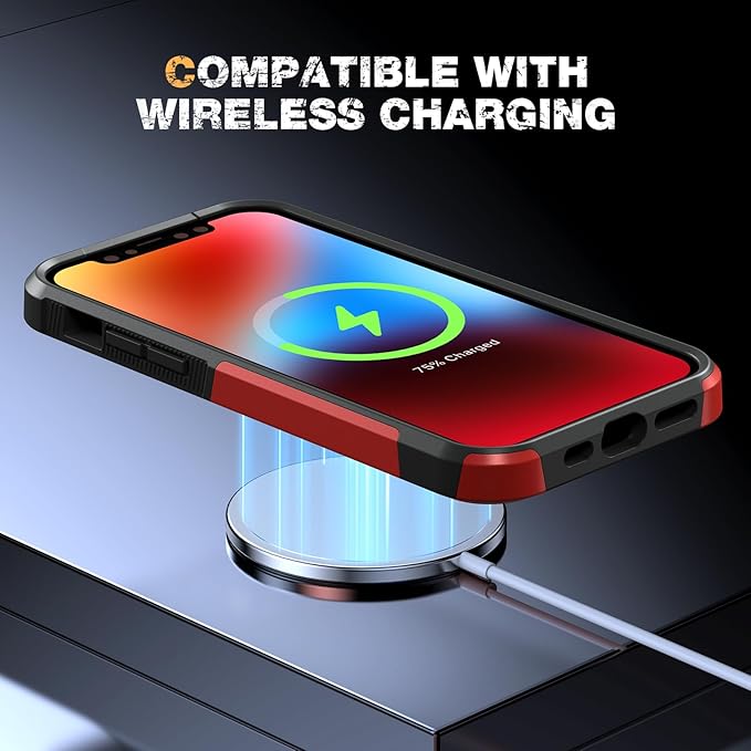 Diaclara Designed for iPhone 14 Case, [with Privacy Screen Protector] [Anti Spy] [Military Grade Drop Protection] Heavy Duty Full-Body Shockproof Phone Case, Red