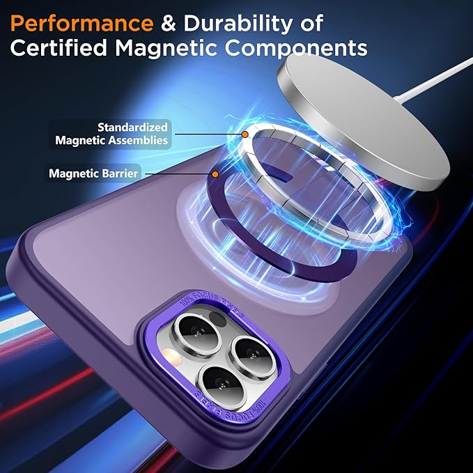 for iPhone 14 Pro Max Case with Kickstand, Compatible with MagSafe, [Invisible Stand] Anti-Slip Shockproof Military-Grade Protection, Magnetic Phone Case for iPhone 14Pro Max, Purple