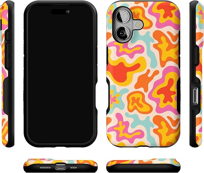 Casely iPhone 17 Case | Tropical Color Splash | Abstract Retro | Bold Protective Design | Compatible with MagSafe
