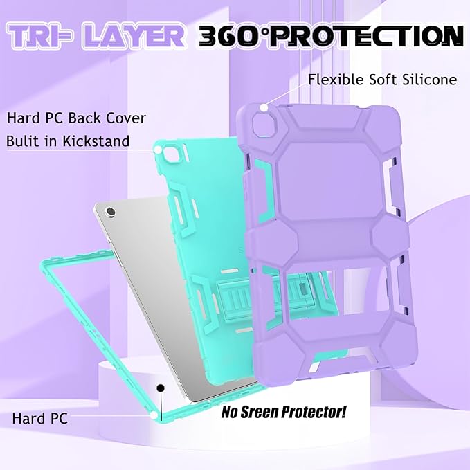Case Compatible with Samsung Galaxy Tab A9+ / A9 Plus 11 inch 2023 - Heavy Duty Rugged Shockproof Protective Cover with Kickstand - for Samsung Tab A9+ Tablet (SM-X210/X216/X218), Purple+Green