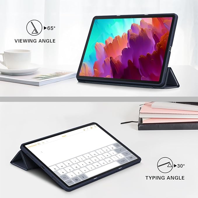 Case for Lenovo Tab P12 12.7 Inch 2023 Tablet, Smart Soft TPU Back Shell Cover with Auto Wake/Sleep Function,Dark Blue