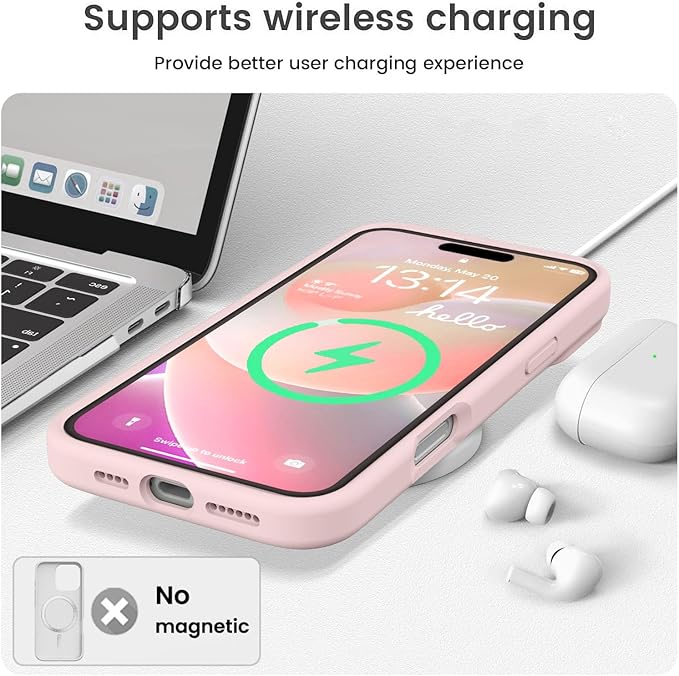 Vooii Compatible with iPhone 16 Plus Case, Liquid Silicone Upgrade [Camera Protection] [Soft Anti-Scratch Microfiber Lining] Shockproof Phone Case for iPhone 16 Plus 6.7 inch - Chalk Pink