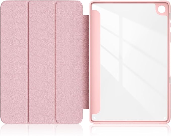Case for Galaxy Tab A9+/A9 Plus 11 inch 2024,Shockproof Cover with Clear Transparent Back Shell Case for (SM-X210/X215/X216) Auto Wake/Sleep Function,Pink