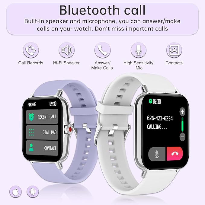 Smart Watches for Women(Answer/Make Call) 1.69" HD 100+/DIY Deal Fitness Tracker with Sleep Health Monitor Heart Rate/Blood Pressure/Blood Oxygen Pedomete Smartwatch for iPhone & Android