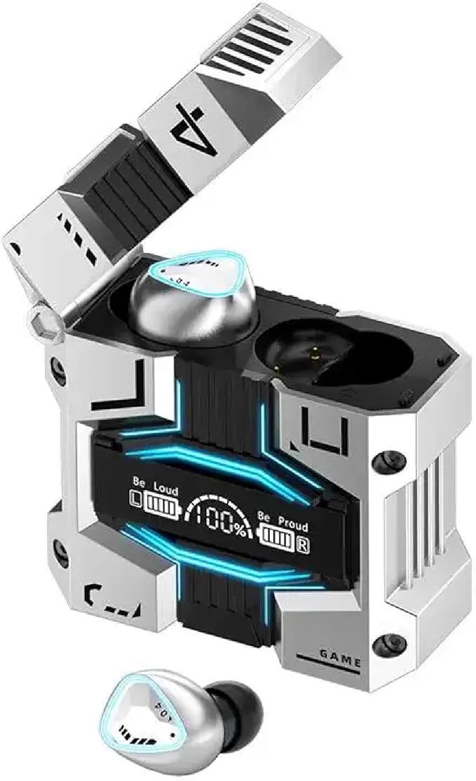 M45 True Wireless Earbuds with ENC, Bluetooth 5.3, IPX7 Waterproof, 120 Hours Long Battery Life with Built-in Mic, Compatible with iPhone & Androids (Silver)