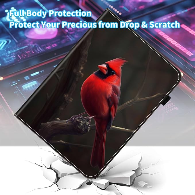Case for Samsung Galaxy Tab A9 Plus/A9+ 5G 11 Inch 2023 Model (SM-X210/X216/X218),Card Slot PU Leather TPU Case Pen Holder Auto Wake Sleep,Red Cardinal Bird