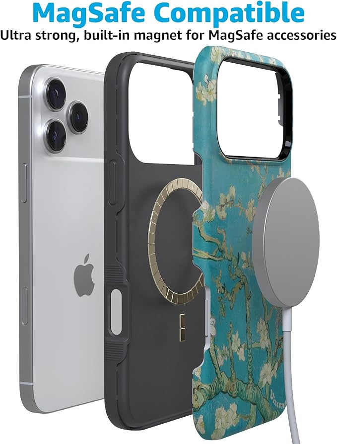 Casely iPhone 17 Pro Case | Van Gogh | Almond Blossom Floral | Compatible with MagSafe | Bold Protective Design