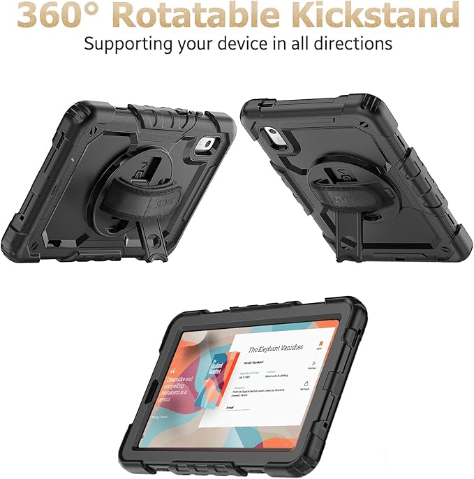 SEYMAC stock Case for Lenovo Tab M9 (TB-310FU) 2023 with Screen Protector, Drop-Proof Protection Cover with 360° Rotating Stand &Strap [Pen Holder] Case for Lenovo Tab M9 9'' (Black)