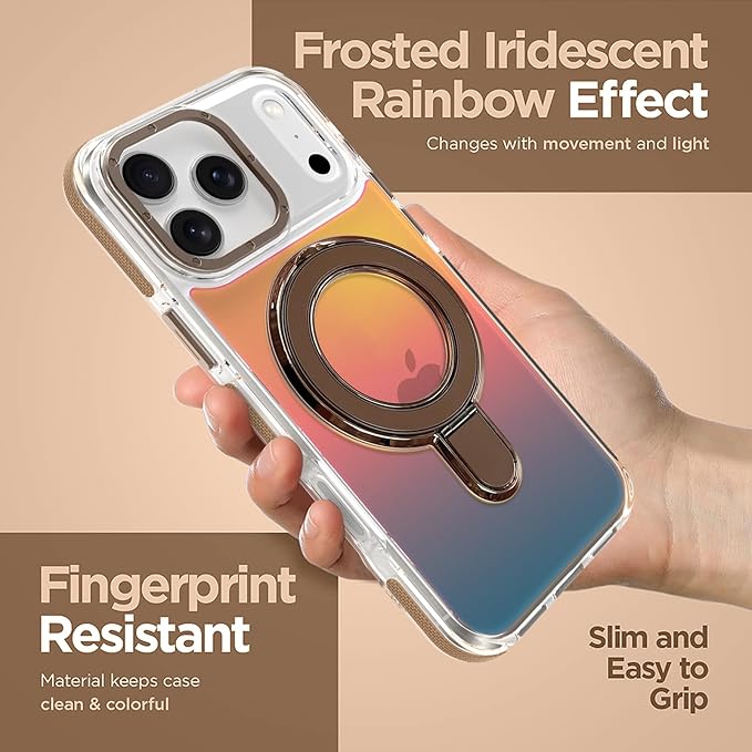 MOWIME Magnetic for iPhone 17 Pro Max Case with Stand [Compatible with Magsafe] [Fashion Fluorescent Design] [1 Screen Protector] Slim Translucent Matte Case for iPhone 17 Pro Max 6.9" 2025, Desert