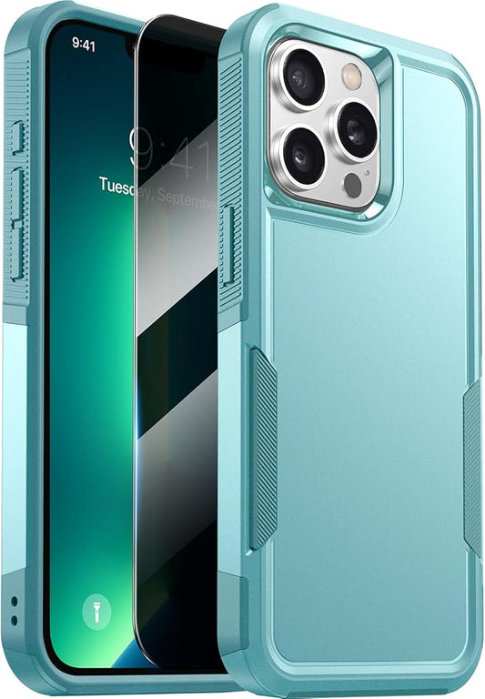 Diaclara Designed for iPhone 13 Pro Max Case, [with Privacy Screen Protector] [Anti Spy] [Military Grade Drop Protection] Heavy Duty Full-Body Shockproof Phone Case, Mint Green