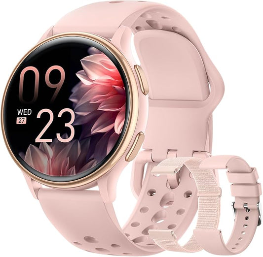 Smart Watches for Women,1.27'' Smartwatch with 70+ Sport Modes, 400+ Watch Face, 24/7 Heart Rate, Sleep Monitor, Answer/Make Calls, Waterproof Activity Fitness Tracker Watch (Pink)