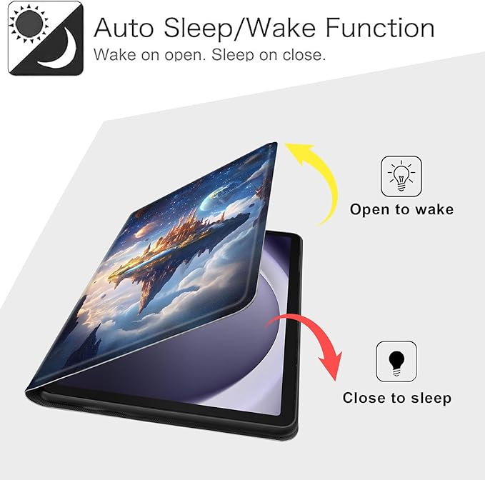 Case for Samsung Galaxy Tab A9+/A9 Plus 11” 2023 Model (SM-X210/X216/X218), Slim PU Leather Stand Cover with Auto Wake/Sleep, Multi-Angle Viewing & Shockproof, Floating Castle