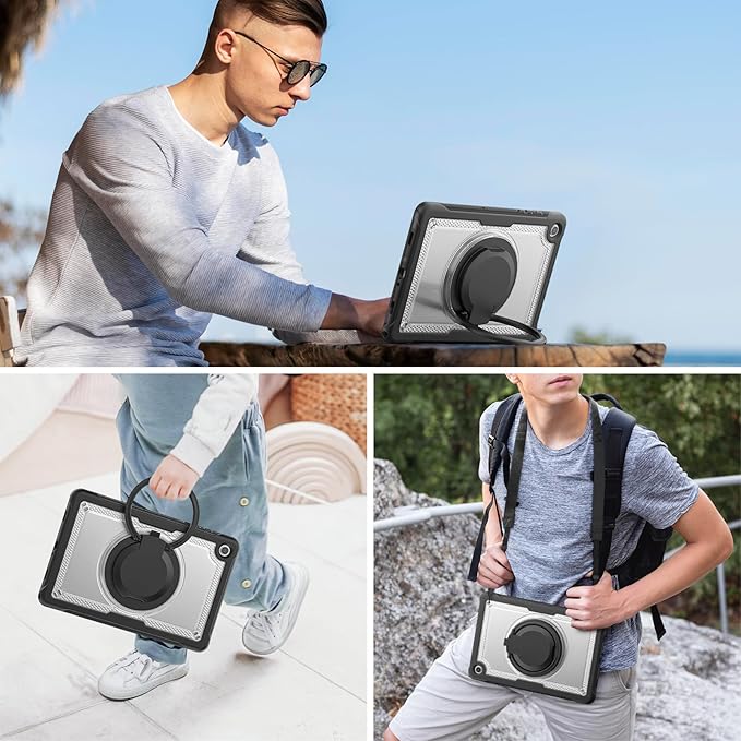 Case for Samsung Galaxy Tab A9 Plus/ A9+ case 11 Inch 2023 (SM-X210/X216/X218), 360° Rotating Handle Stand, Adjustable Shoulder Strap, for Samsung Galaxy Tab A9+ Case (Transparent)