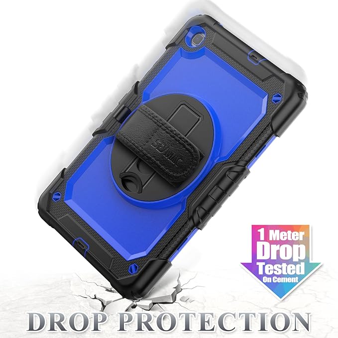 SEYMAC stock Case for Samsung Galaxy Tab S6 Lite 10.4’’ (2024-2020) with Screen Protector Pencil Holder [360° Rotating Hand Strap] &Stand, Drop-Proof Case for Galaxy Tab S6 Lite Tablet, Blue/Black