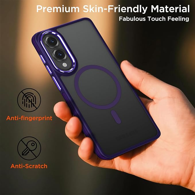 Case for Samsung Galaxy S25 Edge, Fits for Magsafe, Anti-Scratch Translucent Matte Cover [Non-Slip Grip], Color Hybrid Magnetic Phone Case for Galaxy S25 Edge, Drop Resistant (Dark Purple)