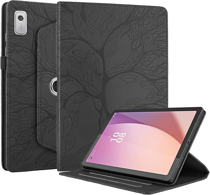 Rotating Case for Lenovo Tab M9 9.0 inch (TB-310FU) 2023 Released PU Leather Cover Lightweight Flip Stand Shell with Pen Holder for Lenovo Tab M9 9" 2023 Tablet-Black