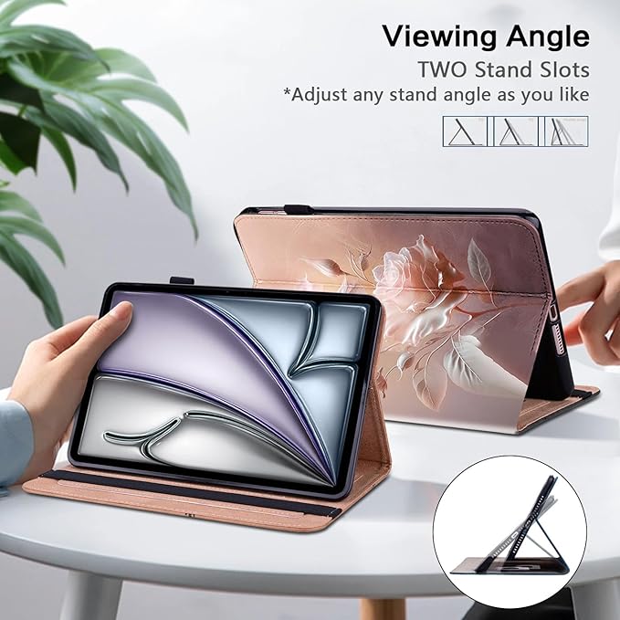 for Lenovo Tab M9 Case 2023 / Nook 9" 2024 Release 9.0 inch Tablet (TB-310FU),PU Leather Flip Cover for Lenovo Tab M9 Tablet - Ceramic Roses