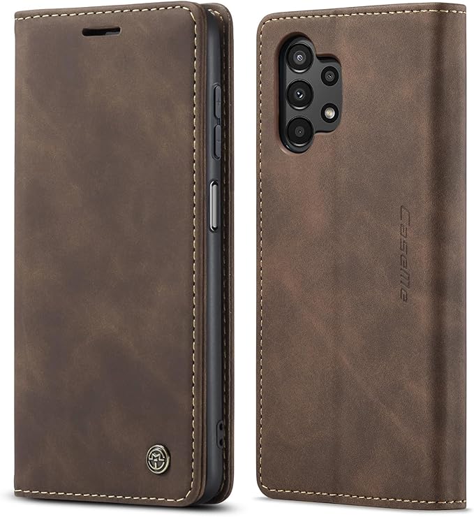 for Samsung Galaxy A13 4G/5G Case, Flip Wallet Leather Case with Card Holder Magnetic Closure Shockproof Kickstand Protective Phone Cases Cover for Samsung Galaxy A04s,Coffee