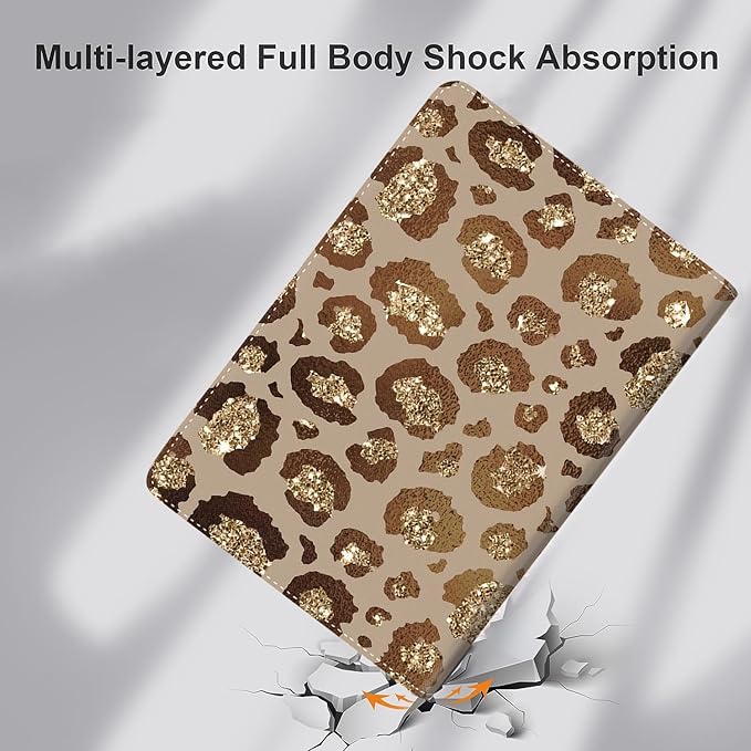 Case for Samsung Galaxy Tab A9 Plus 11 inch 2023，Slim Fit Foldable Standing Cover with Auto Sleep/Wake for Galaxy Tab A9+ 11’2023 (SM-X210/X216/X218)，Golden Leopard Brown