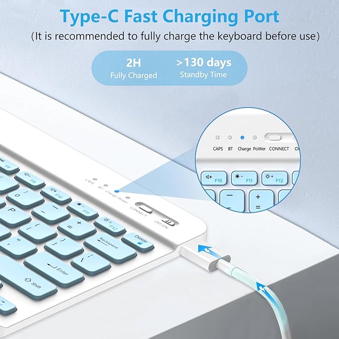 aMZCaSE for iPad Pro 13 inch Case with Keyboard (M4, 2024), Keyboard Case for iPad 13 Pro Magnetic Detachable Folio Slim iPad Pro 13 Stand Cover,Smart Sleep/Wake,Pencil Holder,Light Blue