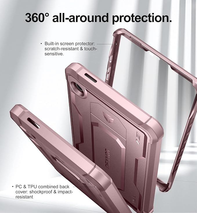 Dexnor Case for Samsung Galaxy Tab A9 8.7 Inch 2023, [Built in Screen Protector & Kickstand] Heavy Duty Shockproof Full Body Protective Cover for Galaxy Tab A9 Case-Pink