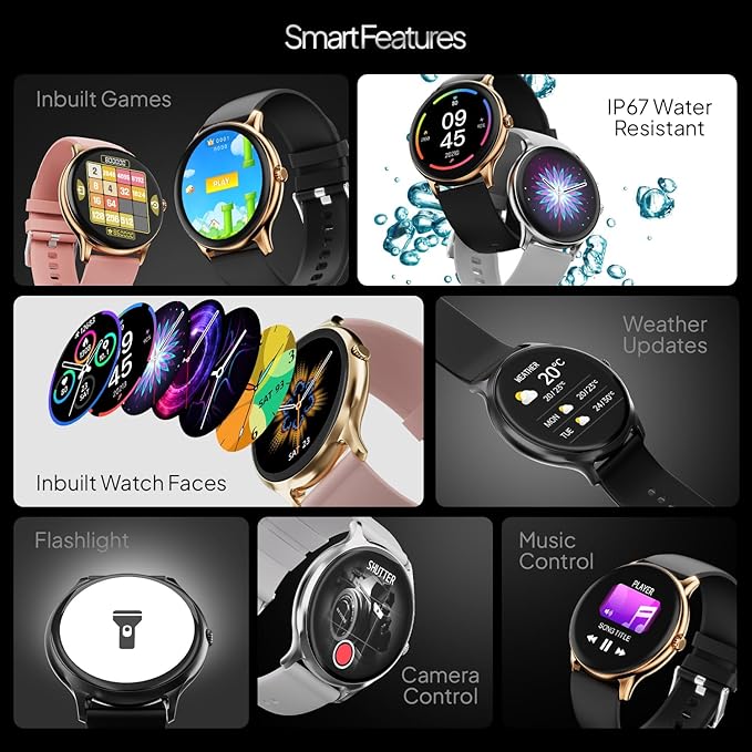 Fire-Boltt Phoenix Pro 35.3mm (1.39 inch) Bluetooth Calling Smart Watch, AI Voice Assistant, Metal Body with 120+ Sports Modes, SpO2, Heart Rate Monitoring. (Gold Pink)
