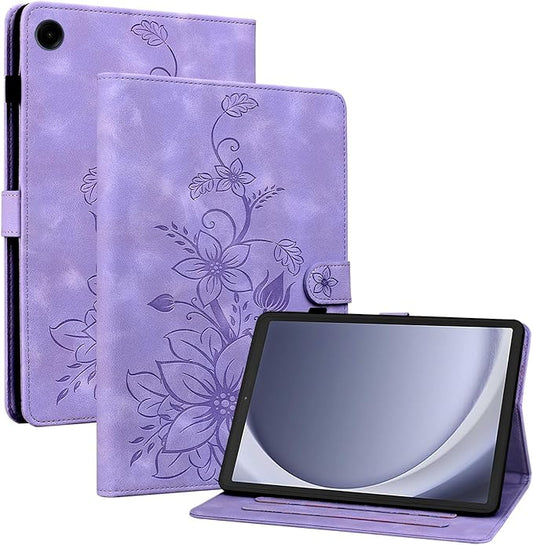 Case for Samsung Galaxy Tab A9 8.7 Inch SM-X110/X115/X117, Magnetic Clasp Stand Premium PU Leather Case with Pen Holder for Galaxy Tab A9 Tablet Case, Purple