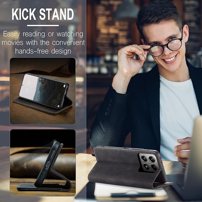 for Xiaomi 14T Pro Case, Flip Wallet Leather Case with Card Holder Magnetic Closure Shockproof Kickstand Protective Phone Cases Cover for Xiaomi mi 14T Pro, Black