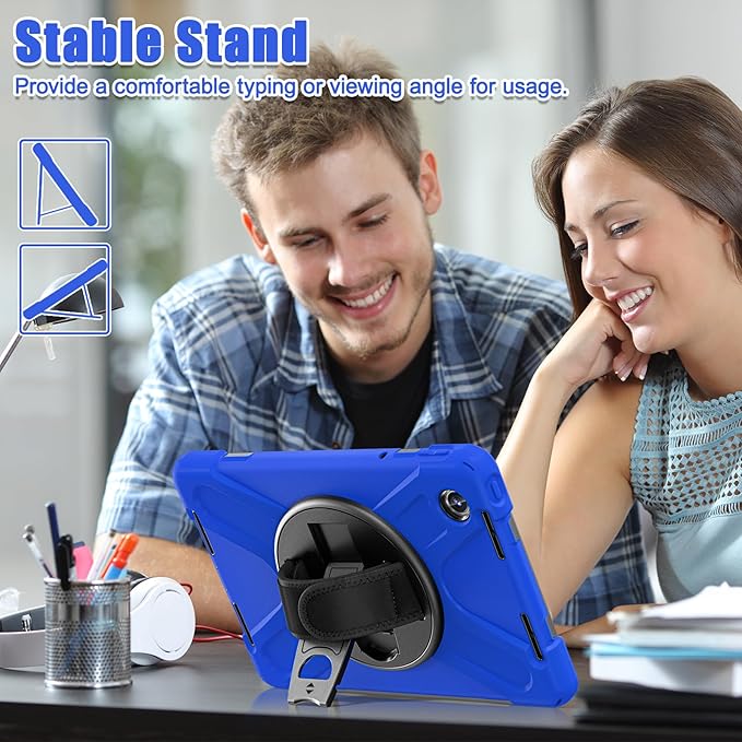 TSQQST Case for Lenovo Tab M11/ Tab K11 LTE 11" 2024 TB-330FU/TB330XU for Kids | Full Body Protection Case with Swivel Stand Hand Strap Shoulder Strap for Lenovo Xiaoxin Pad 2024 (TB331FC) | Blue