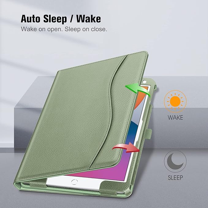 Fintie Case for iPad 9th / 8th / 7th Generation (2021/2020/2019) 10.2 Inch - [Corner Protection] Multi-Angle Viewing Stand Cover with Pocket & Pencil Holder, Auto Sleep Wake, Sage Green
