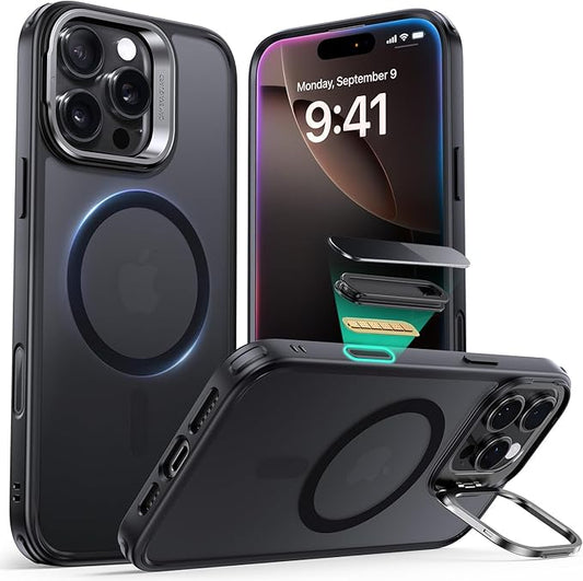 ESR for iPhone 16 Pro Case,Camera Control Button Compatible with MagSafe, Military-Grade Protective Case, Built-in Stash Stand Phone Case, Scratch-Resistant Back Cover, Classic Series, Frosted Black