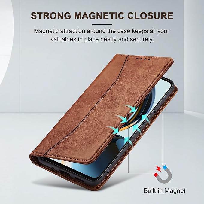 Jasonyu Flip Wallet Case for OnePlus Nord N30 5G,Leather Magnetic Folio Cover with Card Holder,Kickstand - TPU Shockproof Durable Protective Phone Case,Brown